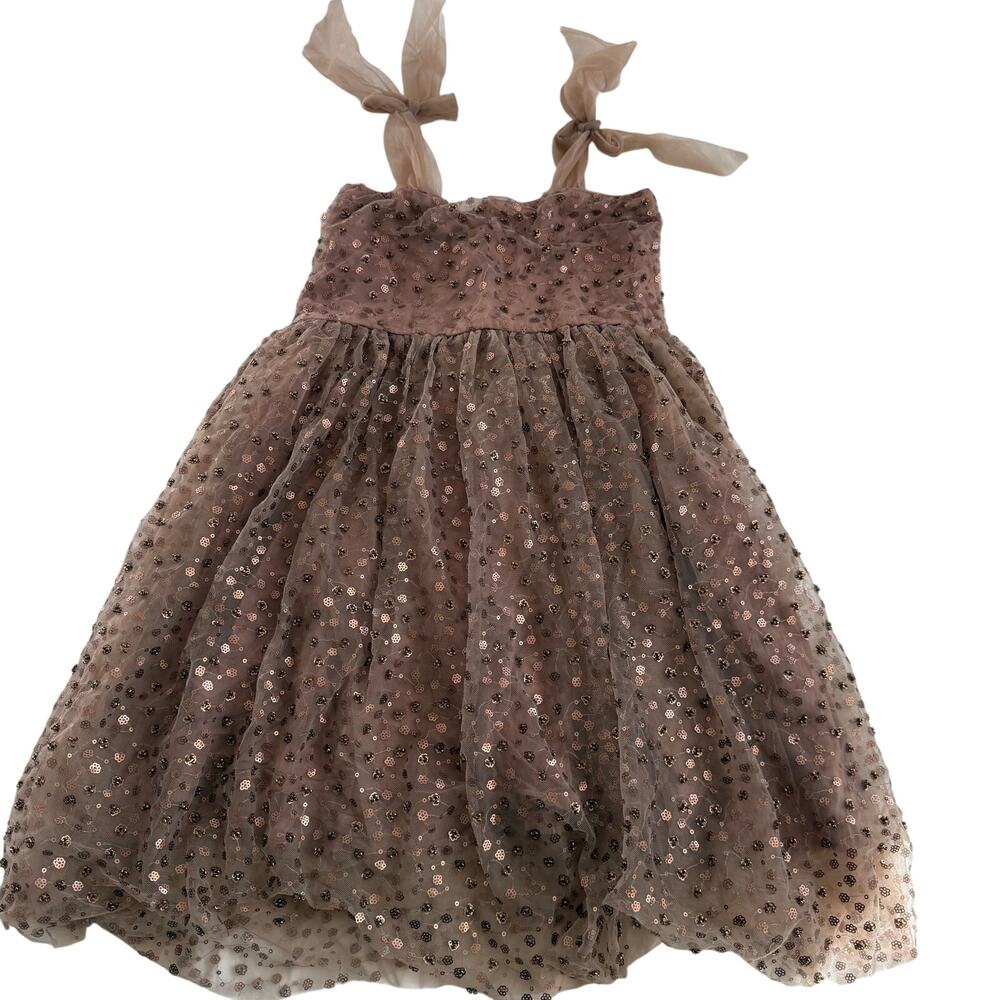 Noralee Mara Mocha/Rose Gold Sequin and Tulle Dress Size 12